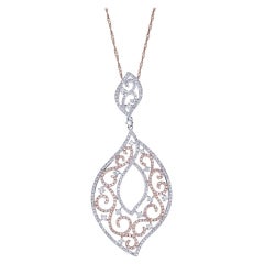 1.29 TCW Diamond accent Ornament Pendant Necklace in 14k Two-Tone Gold 1.29 TCW Diamond accent Ornament Pendant Necklace in 14k Two-Tone Gold