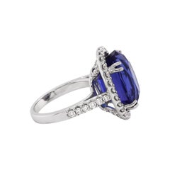12.90 Carat Oval Tanzanite and Diamond Cocktail Ring