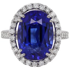 12.90 Carat Oval Tanzanite and Diamond Cocktail Ring