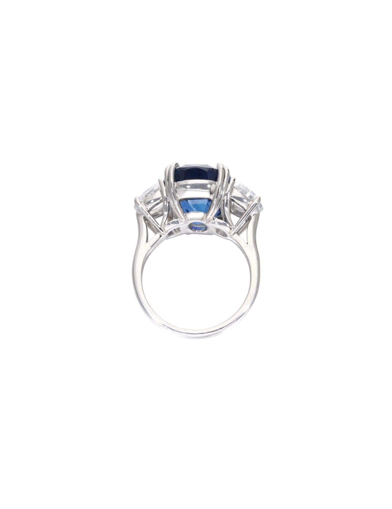Contemporary 12.91 Carat Blue Sapphire Burma No Heat And Diamond Ring, Gubelin Certified.  For Sale