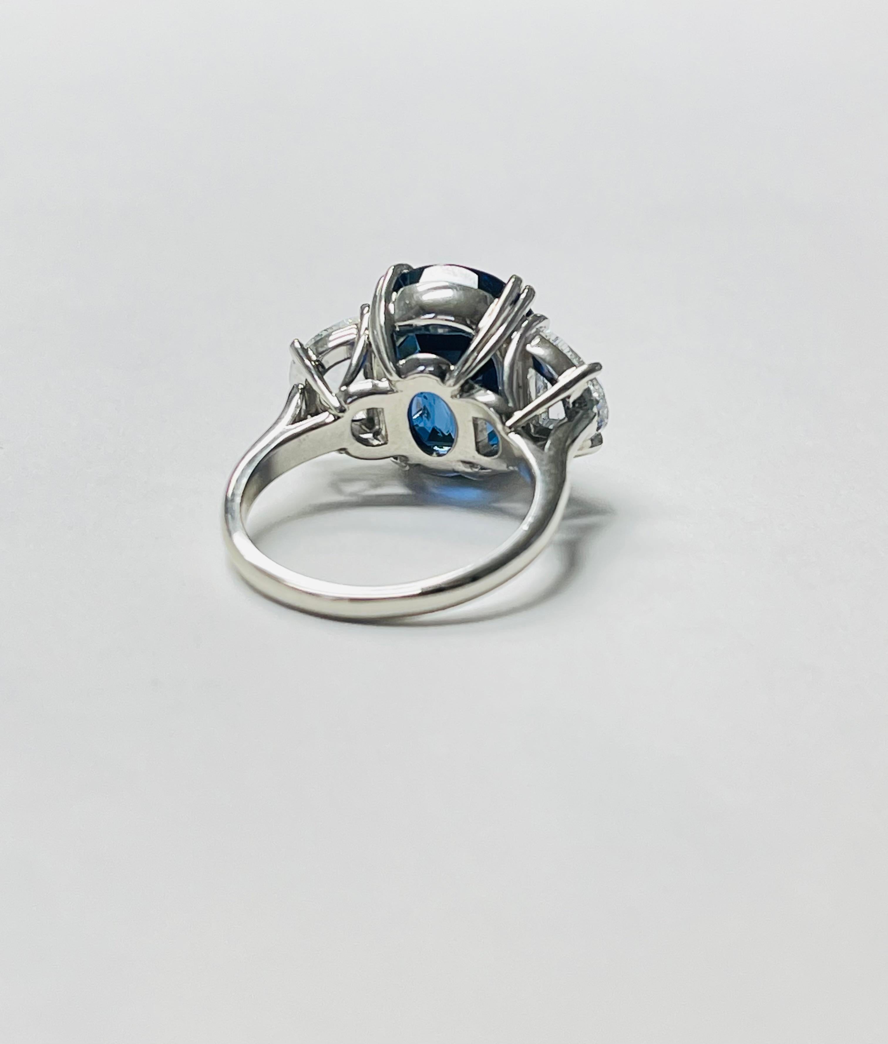 12.91 Carat Blue Sapphire Burma No Heat And Diamond Ring, Gubelin Certified.  For Sale 5