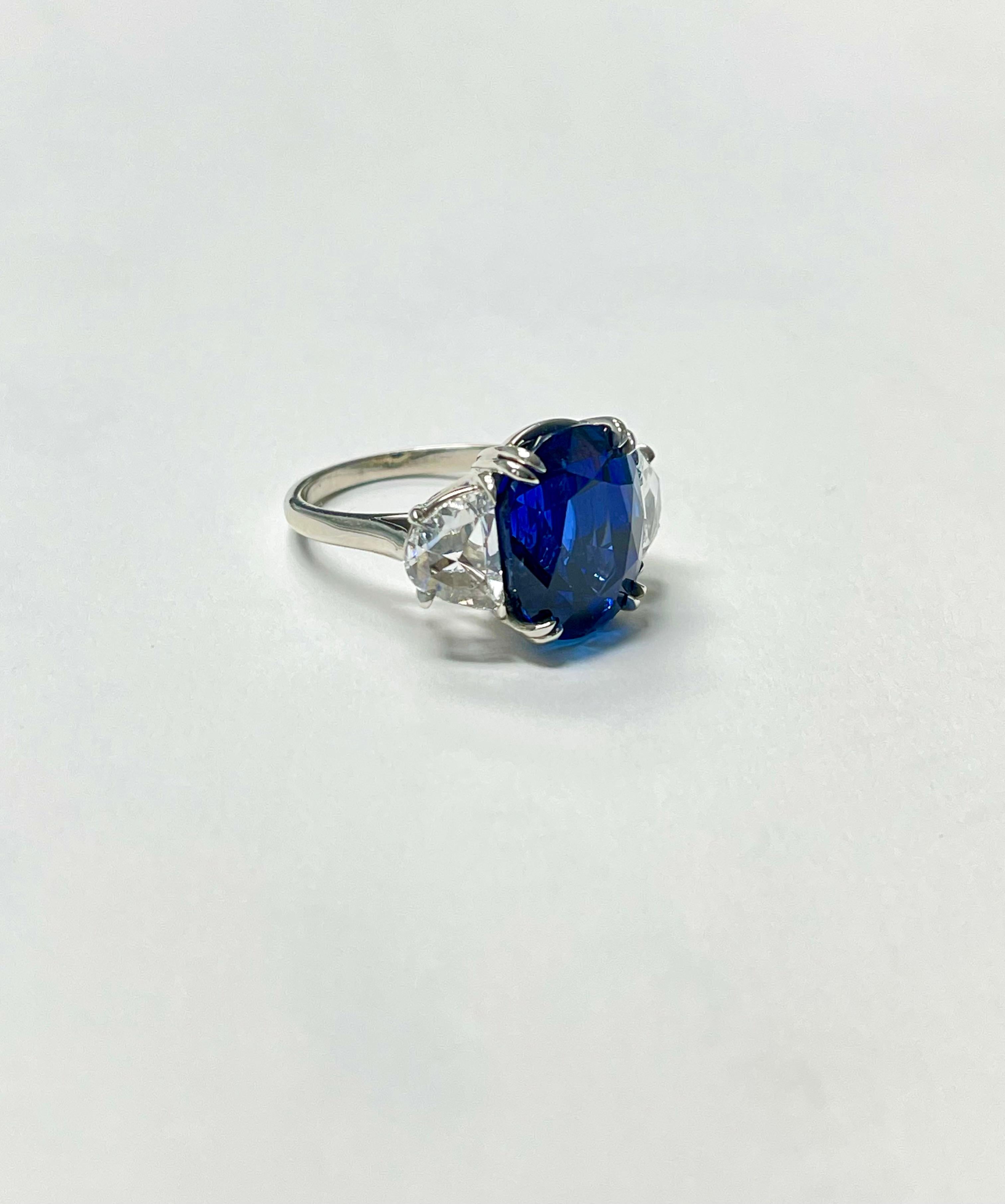 Zaffiro blu da 12,91 carati senza calore Birmania e diamante, certificato. in vendita 4