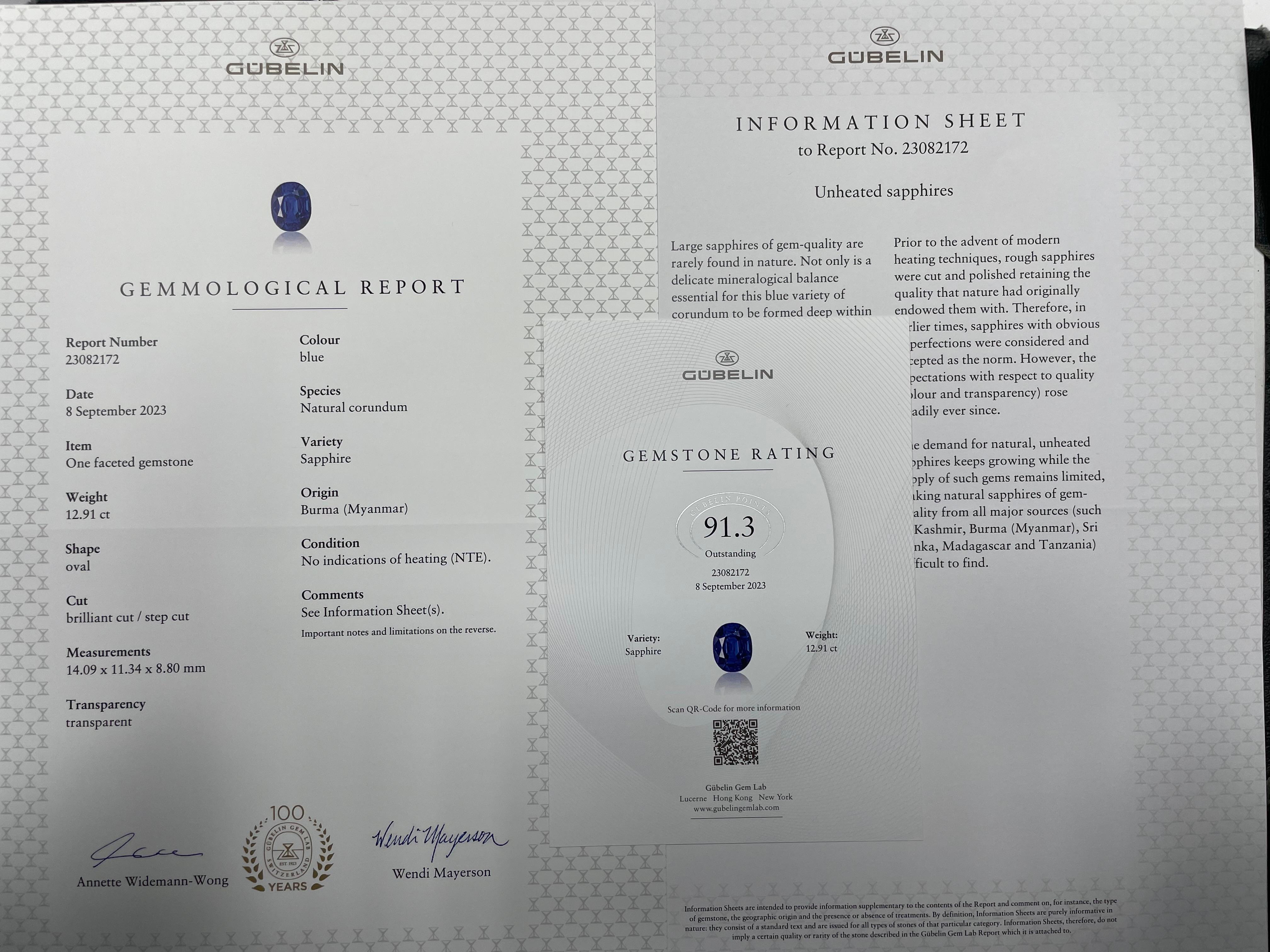 Donna Zaffiro blu da 12,91 carati senza calore Birmania e diamante, certificato. in vendita