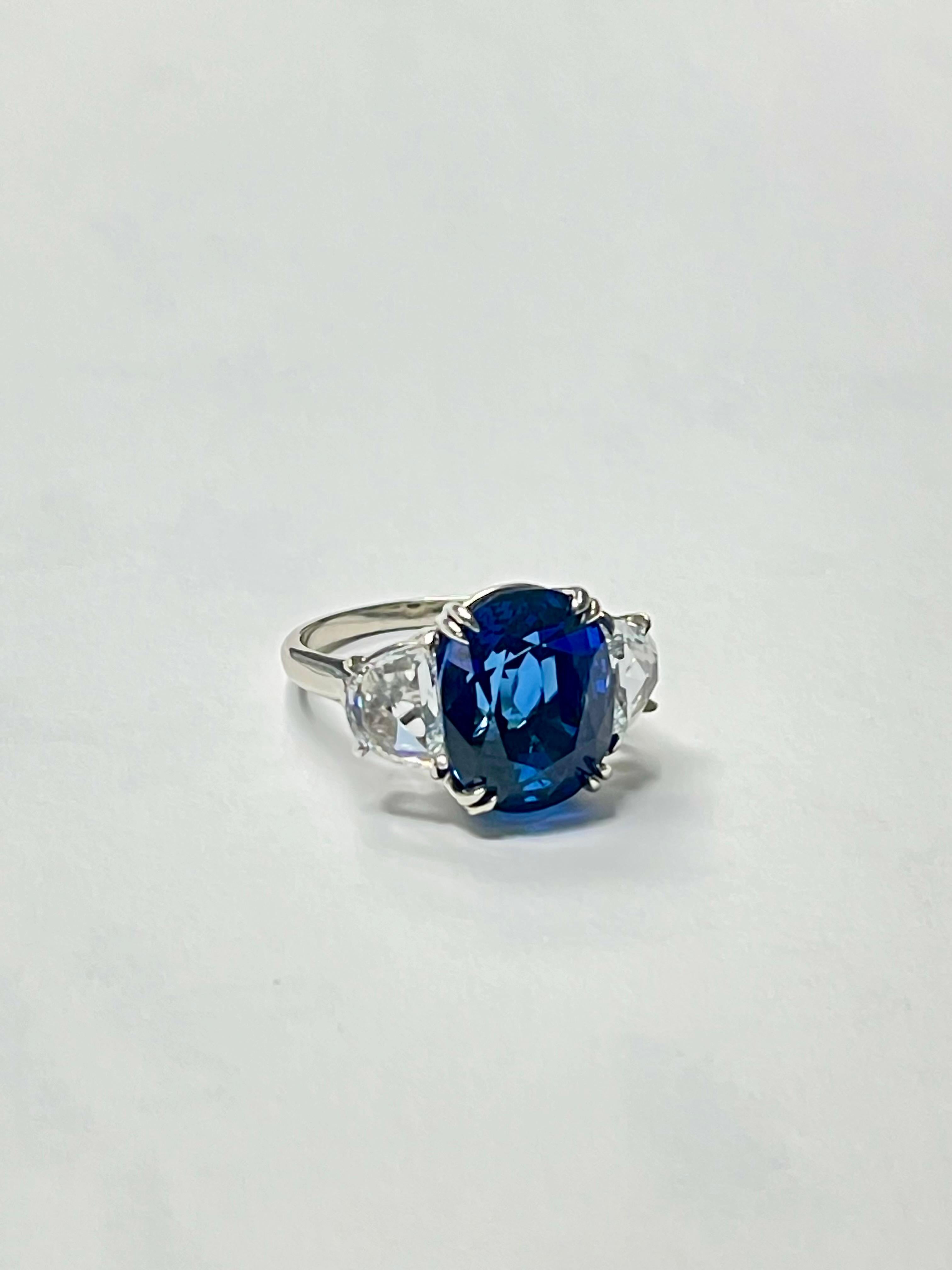Zaffiro blu da 12,91 carati senza calore Birmania e diamante, certificato. in vendita 3