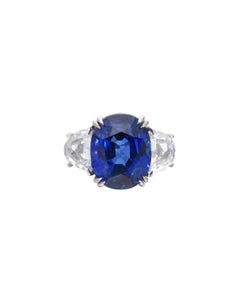 12.91 Carat No Heat Burma Sapphire & Diamond Ring, GIA