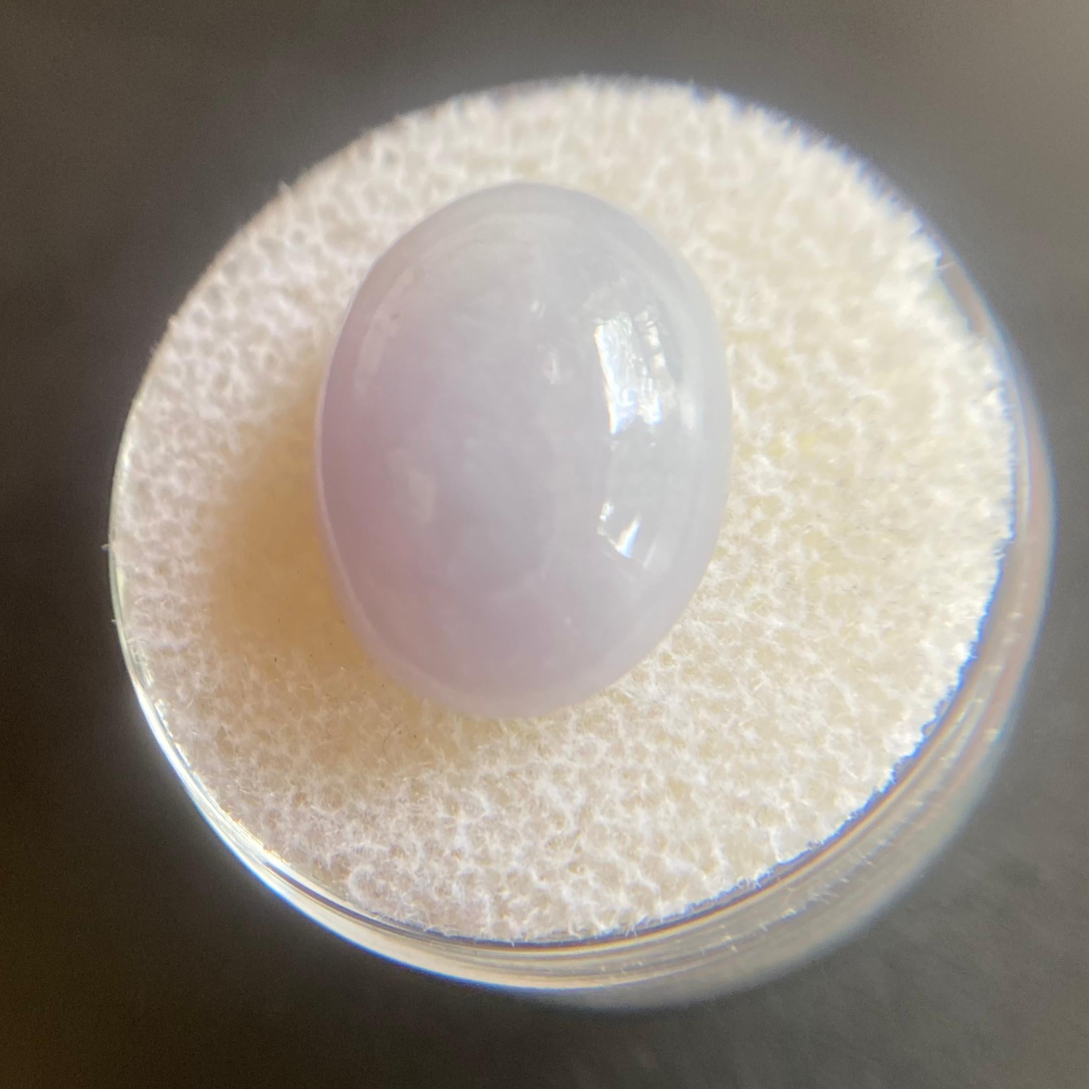 Women's or Men's 12.91 Carat Jadeite Lavender Untreated Lilac Violet Jade ‘A’ Grade GCS Certified