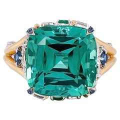 Bague cocktail en or 18 carats avec tourmaline lagon de 12,92 carats