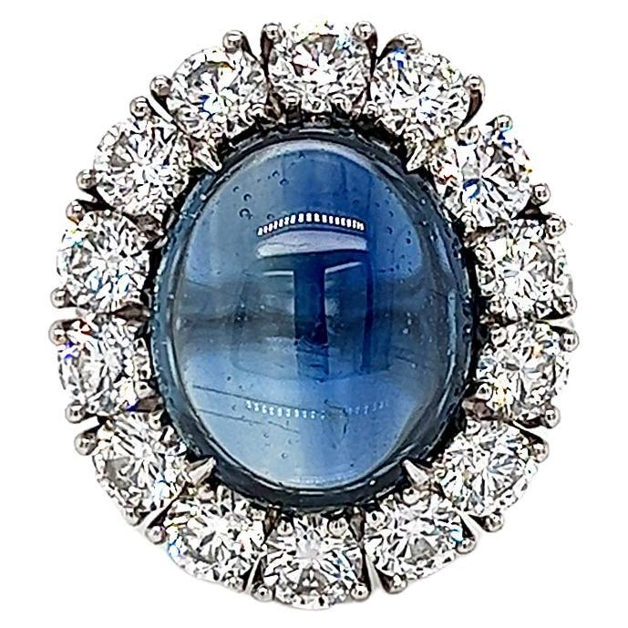 12.92 Total Carat NO HEAT Sapphire and Diamond Halo Ladies Ring GIA For Sale