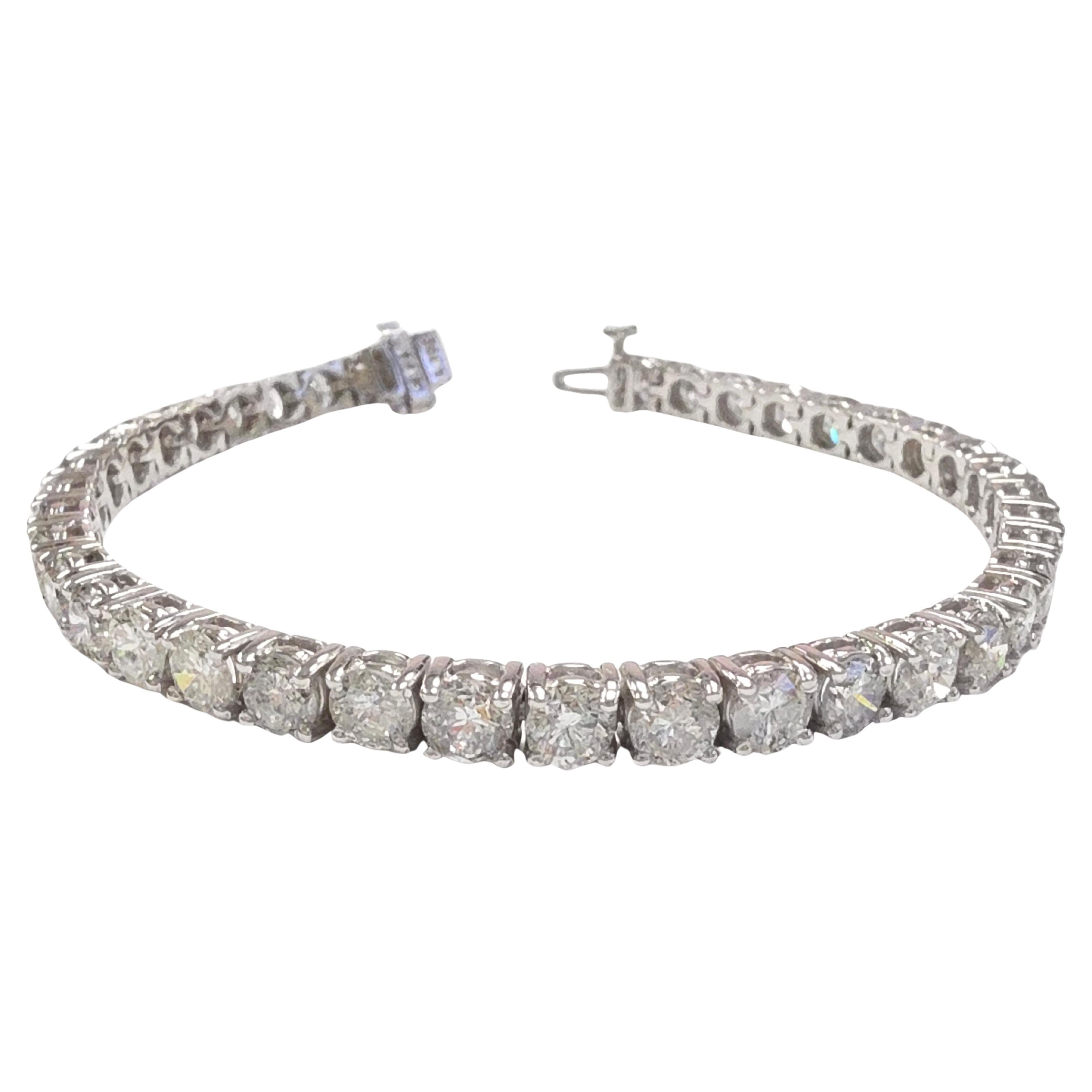 12.95 Carat Natural Diamond Tennis Bracelet 14 Karat White Gold