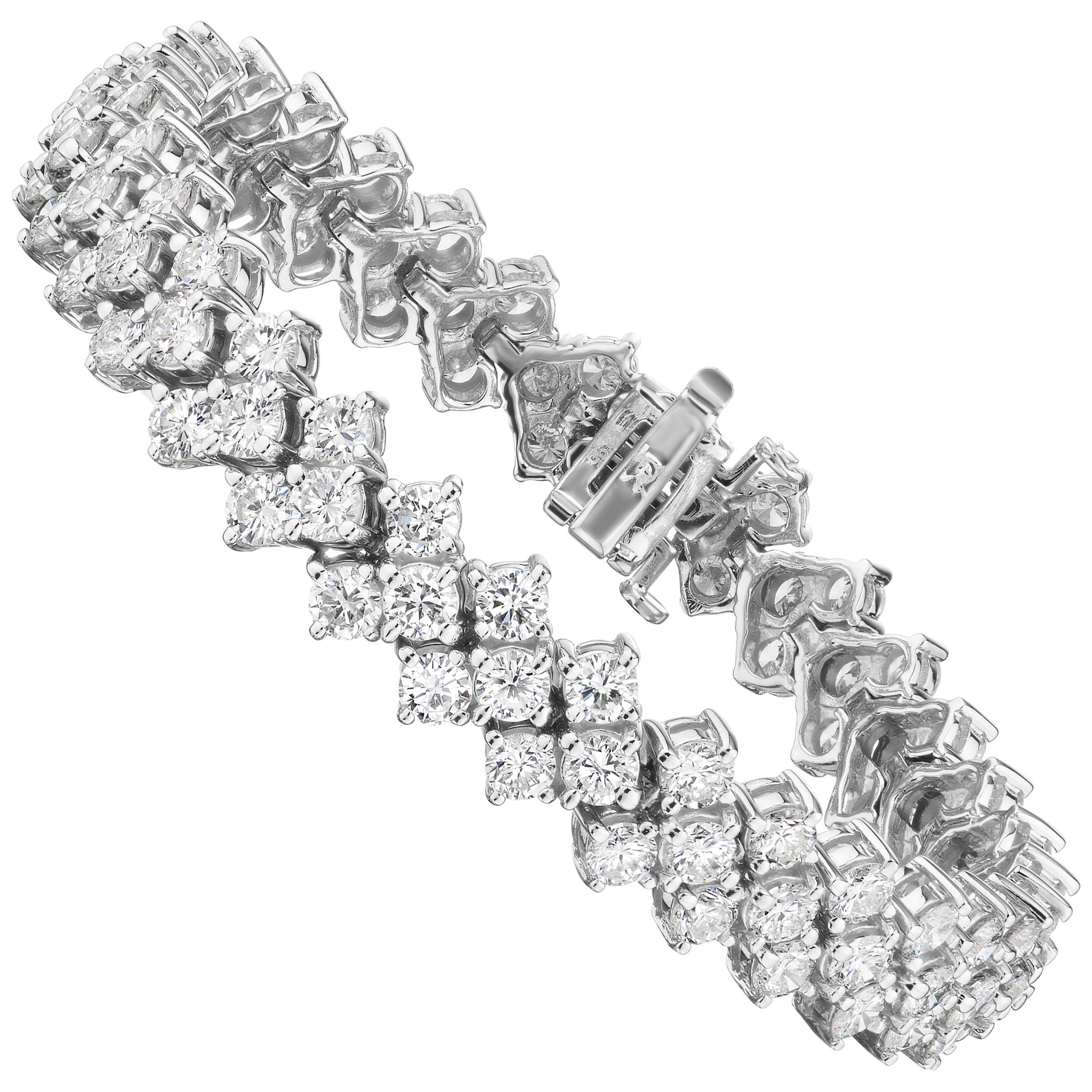 12.95 Carat Conflict Free Triple Row Diamond Bracelet