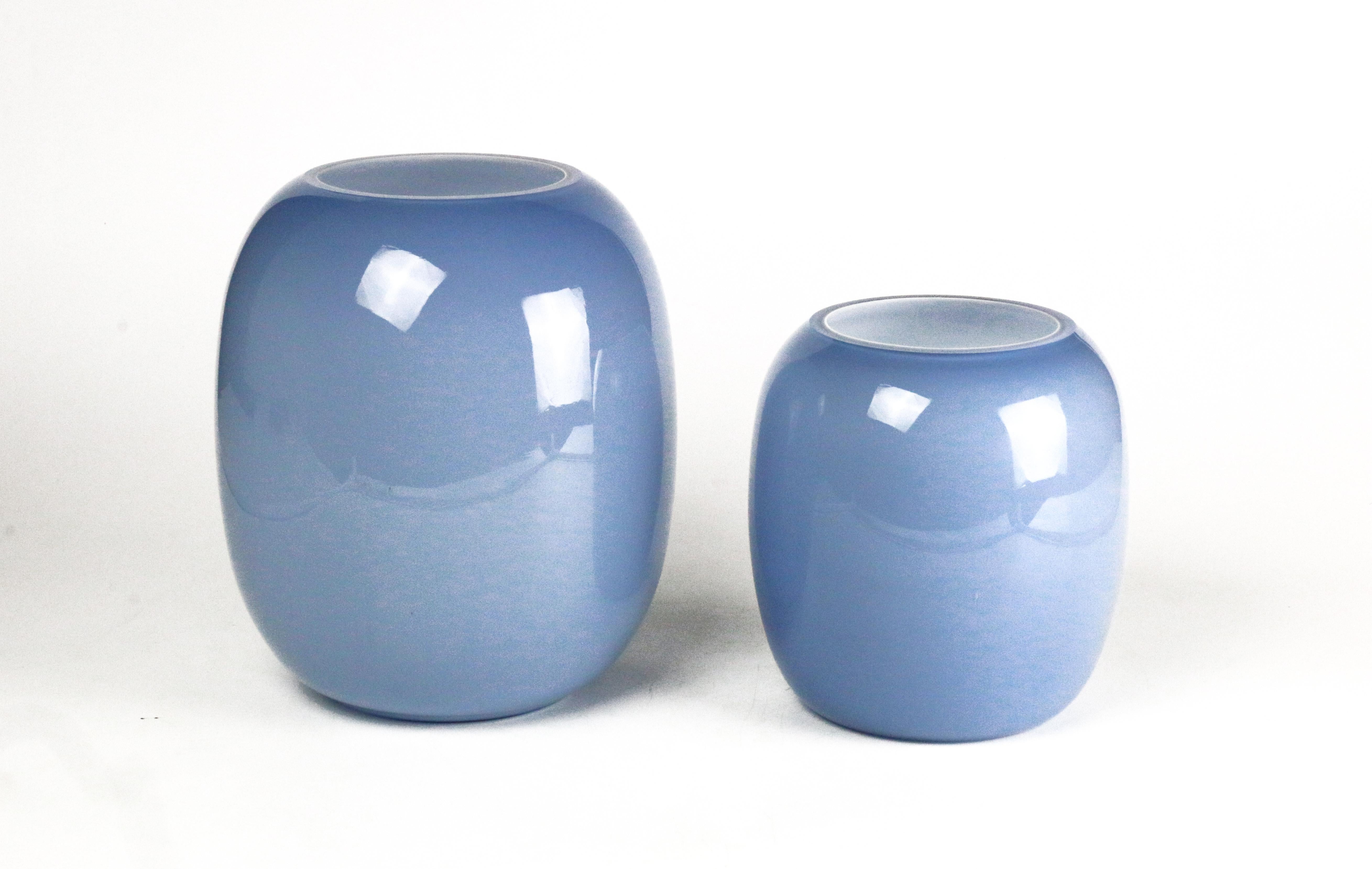 1295 Murano Art Blown Muranoglass Modified Cilinder Vases, Two Pieces Set en vente 2