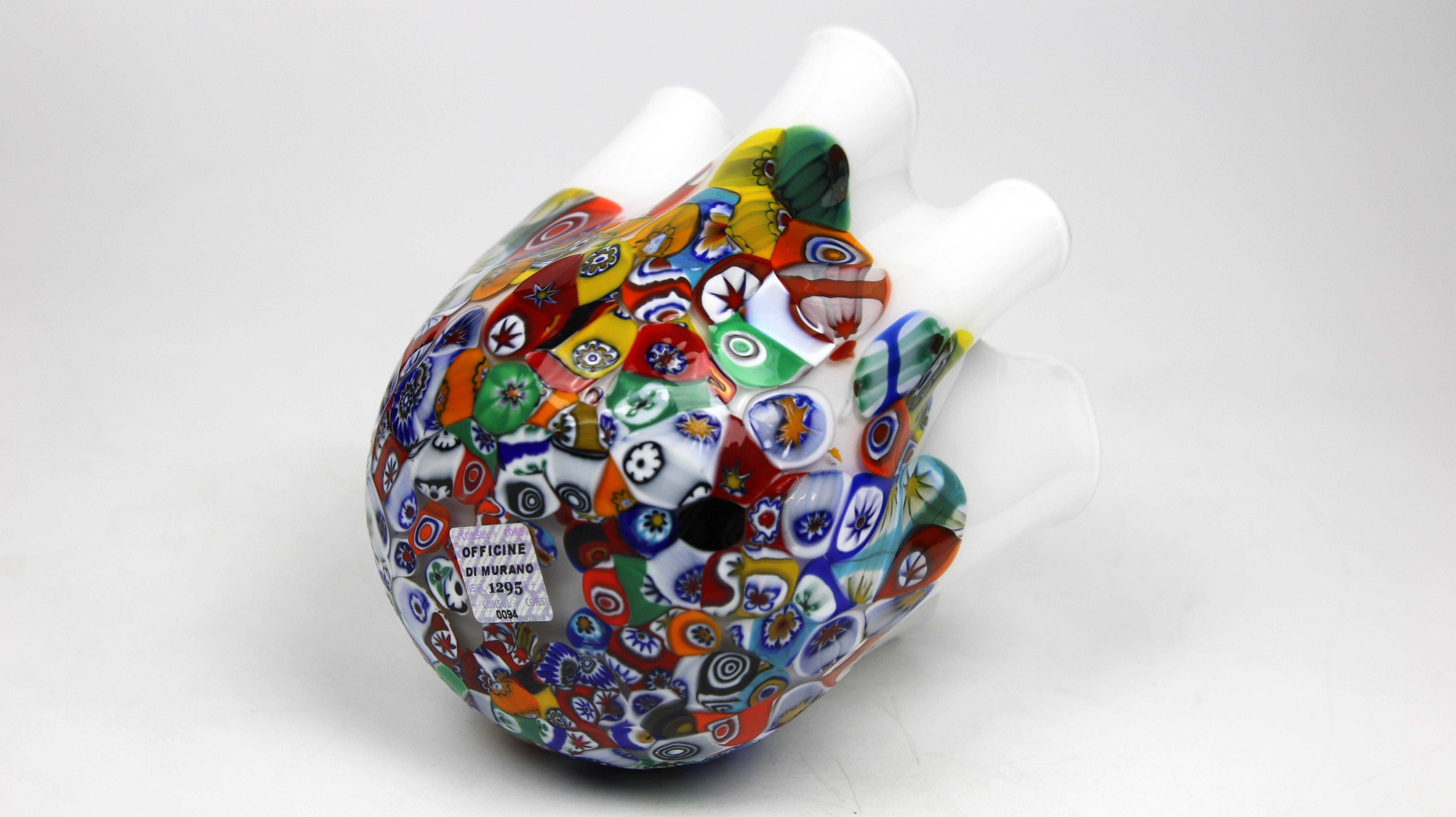 1295 Murano Art Glass Foulard Hand Made in Venice/Murano, White Glass / Murrina 4