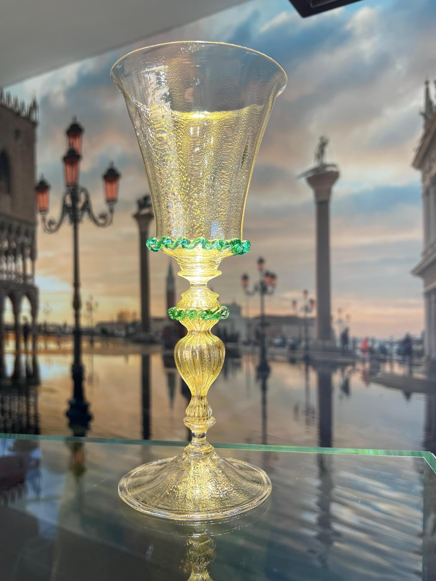 1295 Murano Art Glass Goblets, Set of 9 Pieces In New Condition In Venice, VE