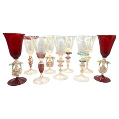1295 MURANO art glass Goblets, set of 9 pieces