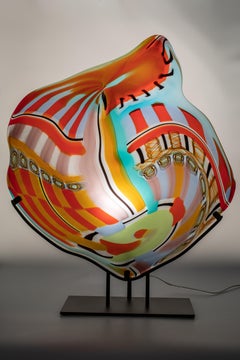 1295 Murano Art Table Lamp, Unique Piece, Hand Made Murano Blown Art Glass