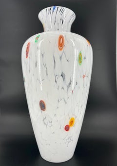 1295 Murano, Blown Glass White Edition Murrine Vase Big