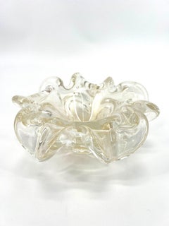 1295 MURANO Blown Murano art glass centerpiece,  leaf or 24kt