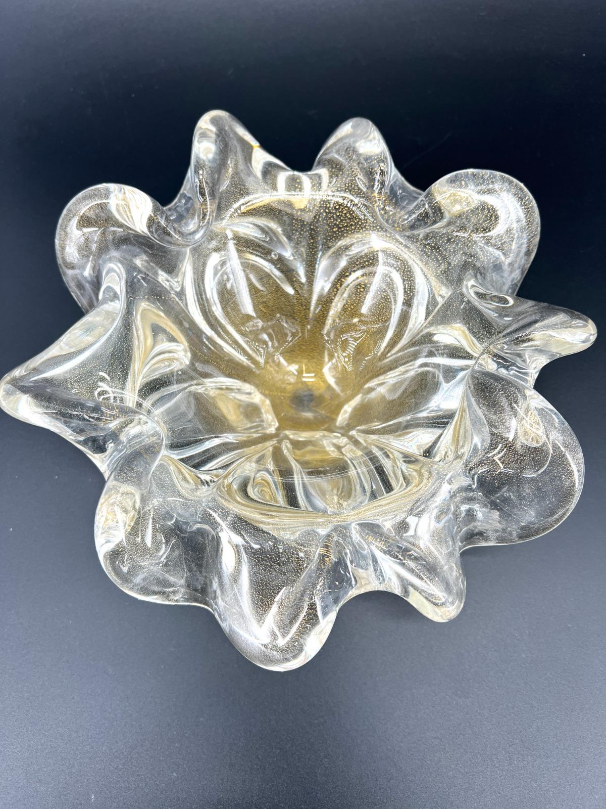 Hand-Crafted 1295 MURANO Blown Murano art glass centerpiece,  leaf or 24kt For Sale