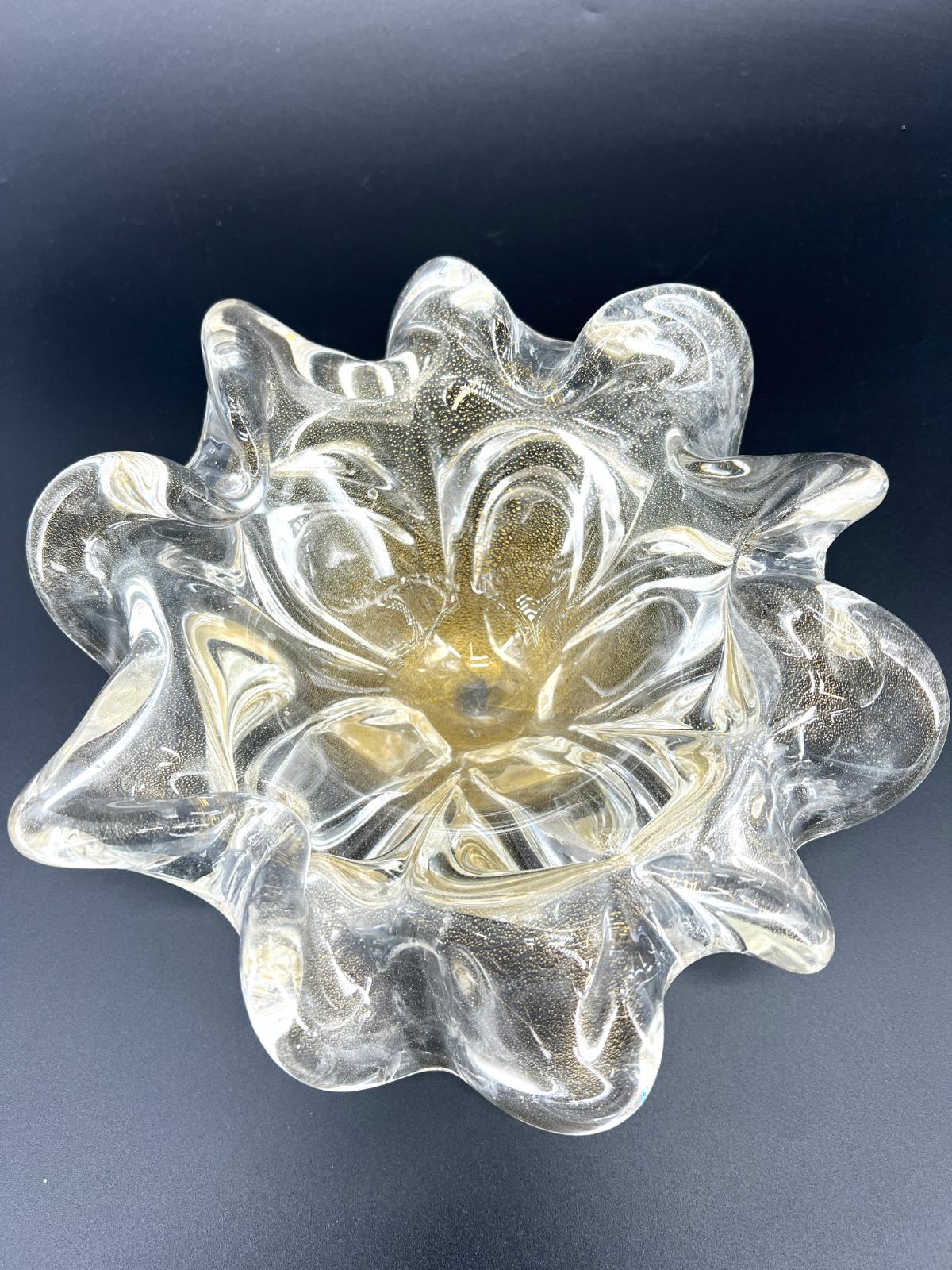 Crystal 1295 MURANO Blown Murano art glass centerpiece,  leaf or 24kt For Sale