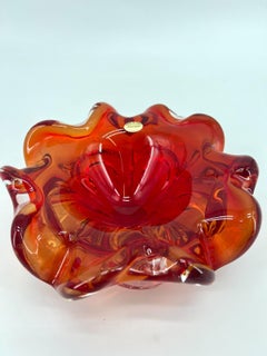 1295 MURANO Ruby red blown Murano art glass centerpiece