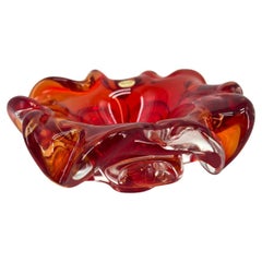 1295 MURANO Ruby red blown Murano art glass centerpiece