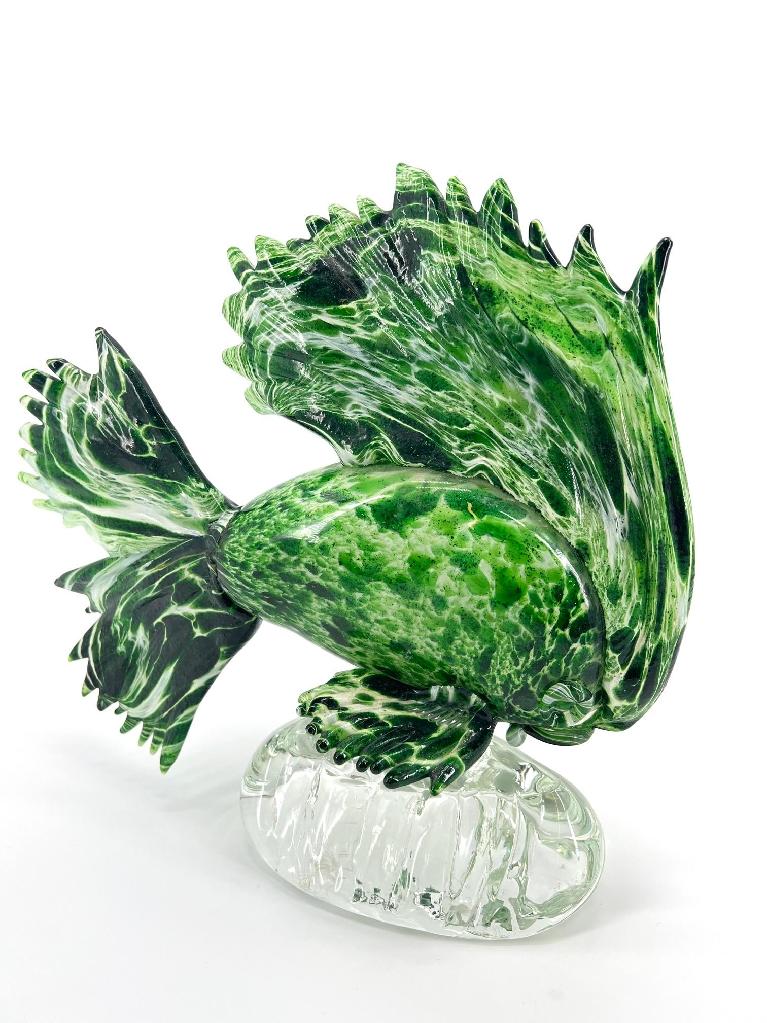 Amazing hand made in Murano / Venice glass fish sculpture, 

Hand blown and made by 1295 MURANO in its furnace workshop located in the Murano Island of Venice.
This Sculpture, of nice sizes, it is made with the technique of the mixed blown glass