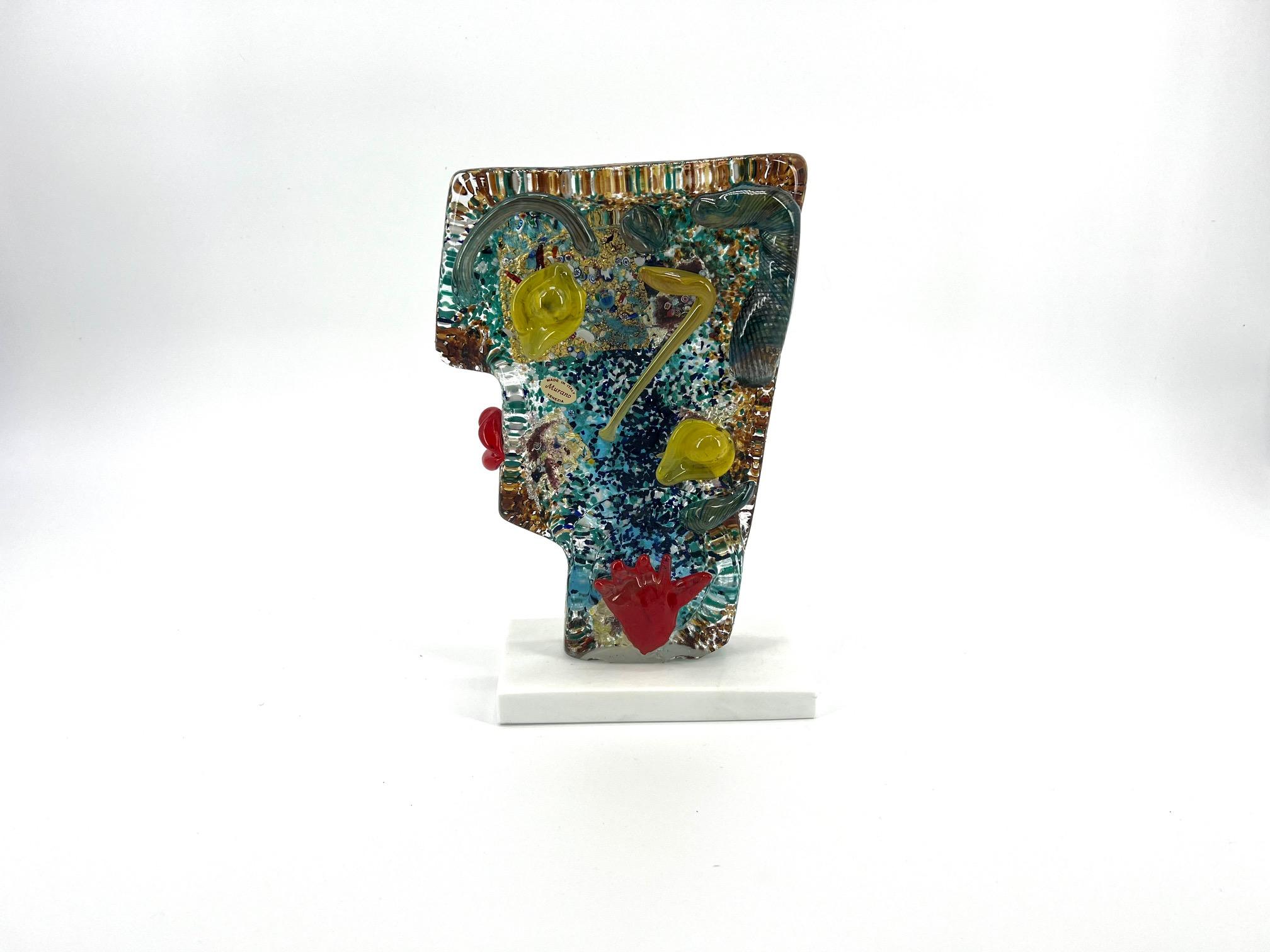 Unique hand made in Murano / Venice glass sculpture, tributed to Cubism and great Pablo Picasso

Hand blown and made by 1295 MURANO in its furnace workshop located in the Murano Island of Venice.
This Sculpture, of nice sizes, it is made with the