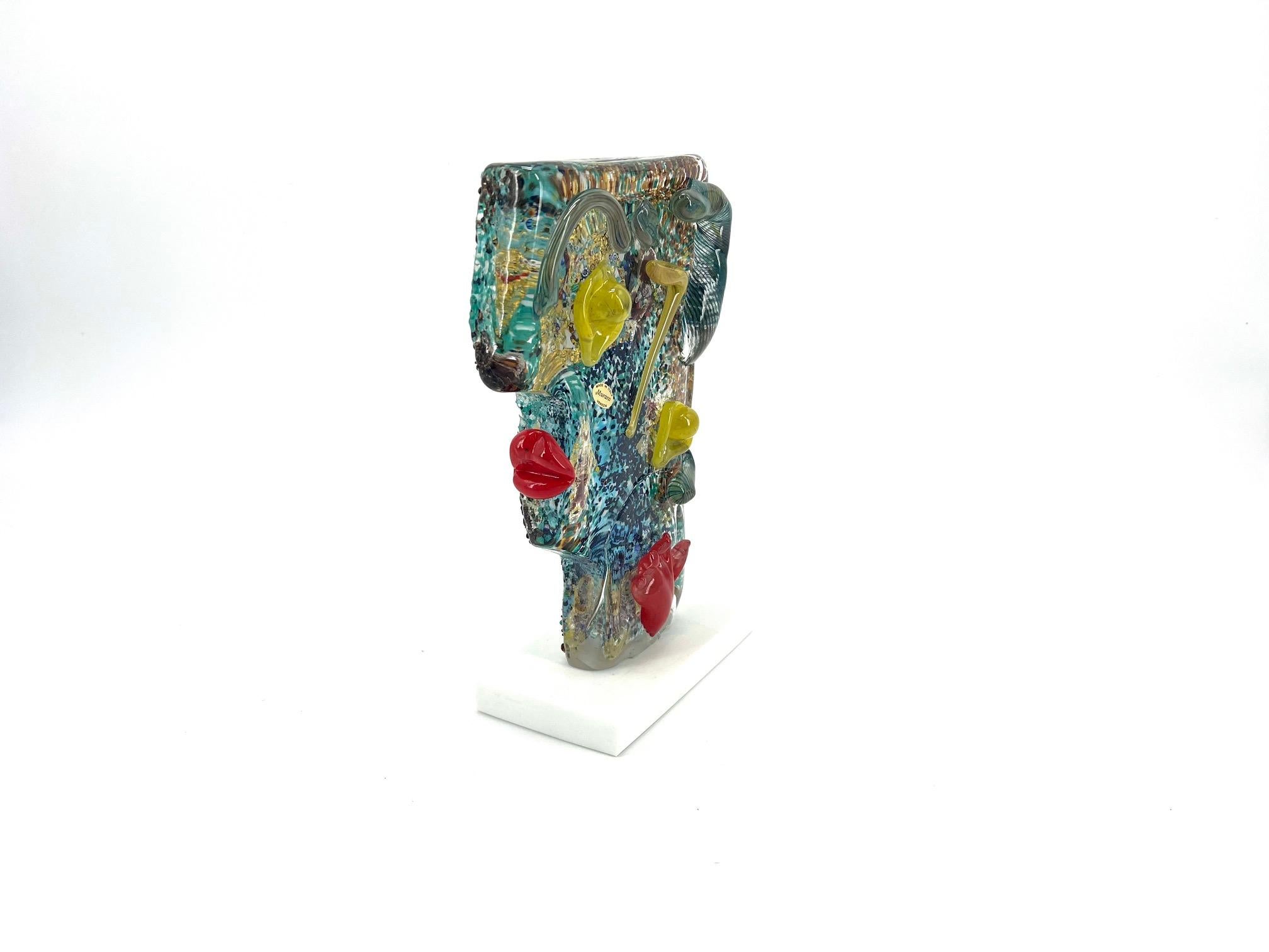 Modern 1295 Murano Glass Pablo Picasso Tribute Sculpture, Unique Piece