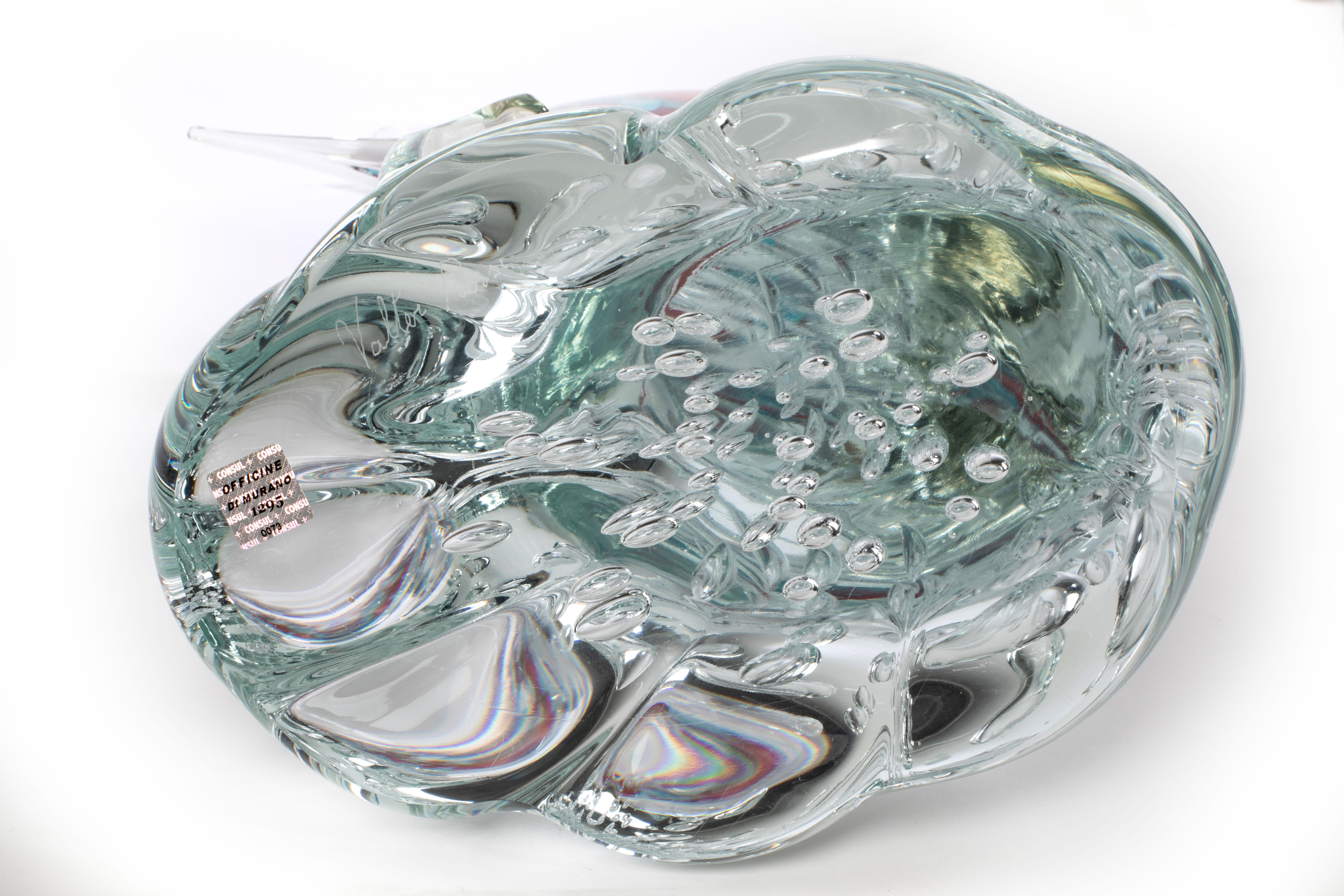 1295 Murano Glass Fish Sculpture H 31 inches, Unique Piece Sommerso  3