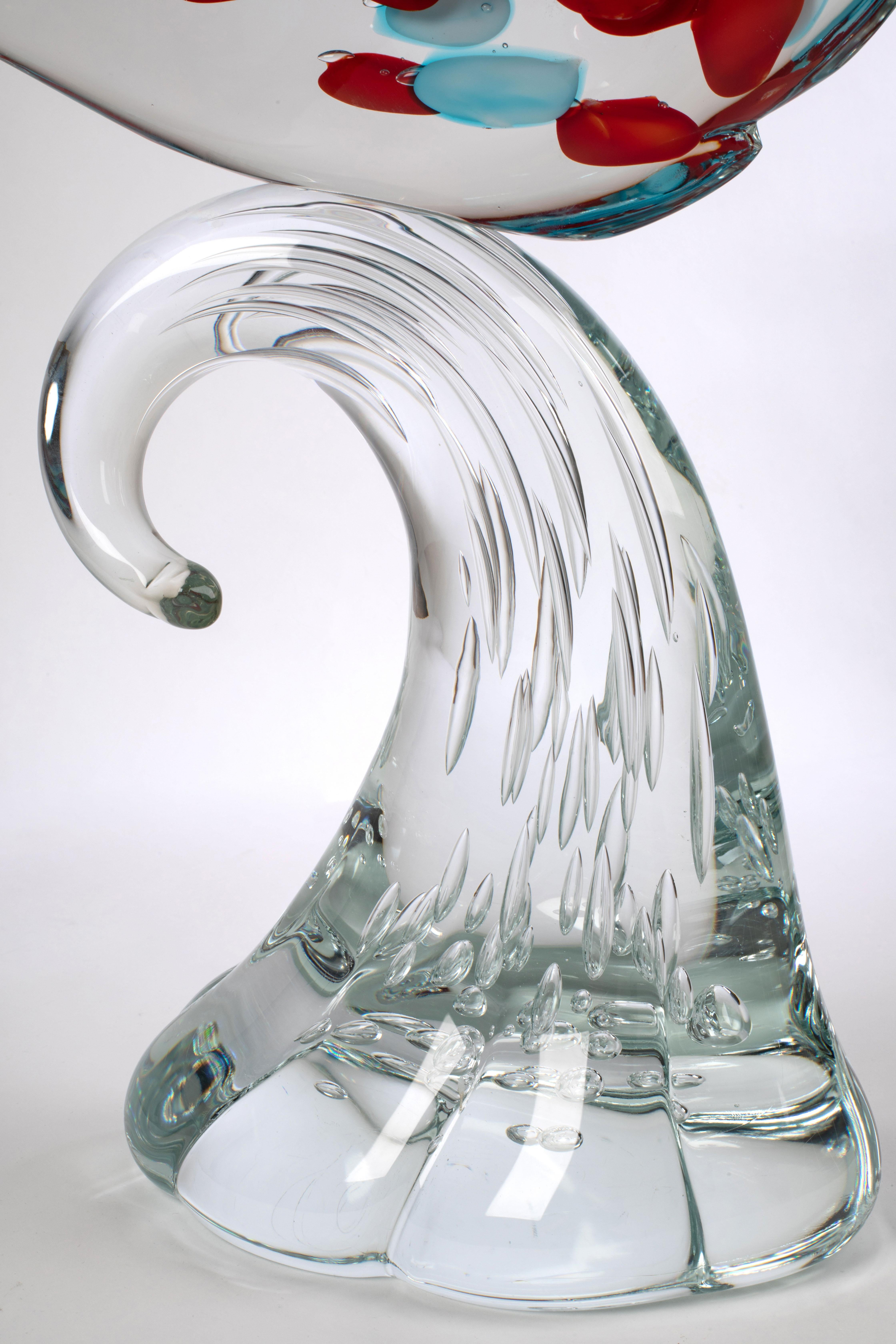 Art Glass 1295 Murano Glass Fish Sculpture H 31 inches, Unique Piece Sommerso 