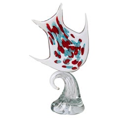 1295 Murano Glass Fish Sculpture H 31 inches, Unique Piece Sommerso 