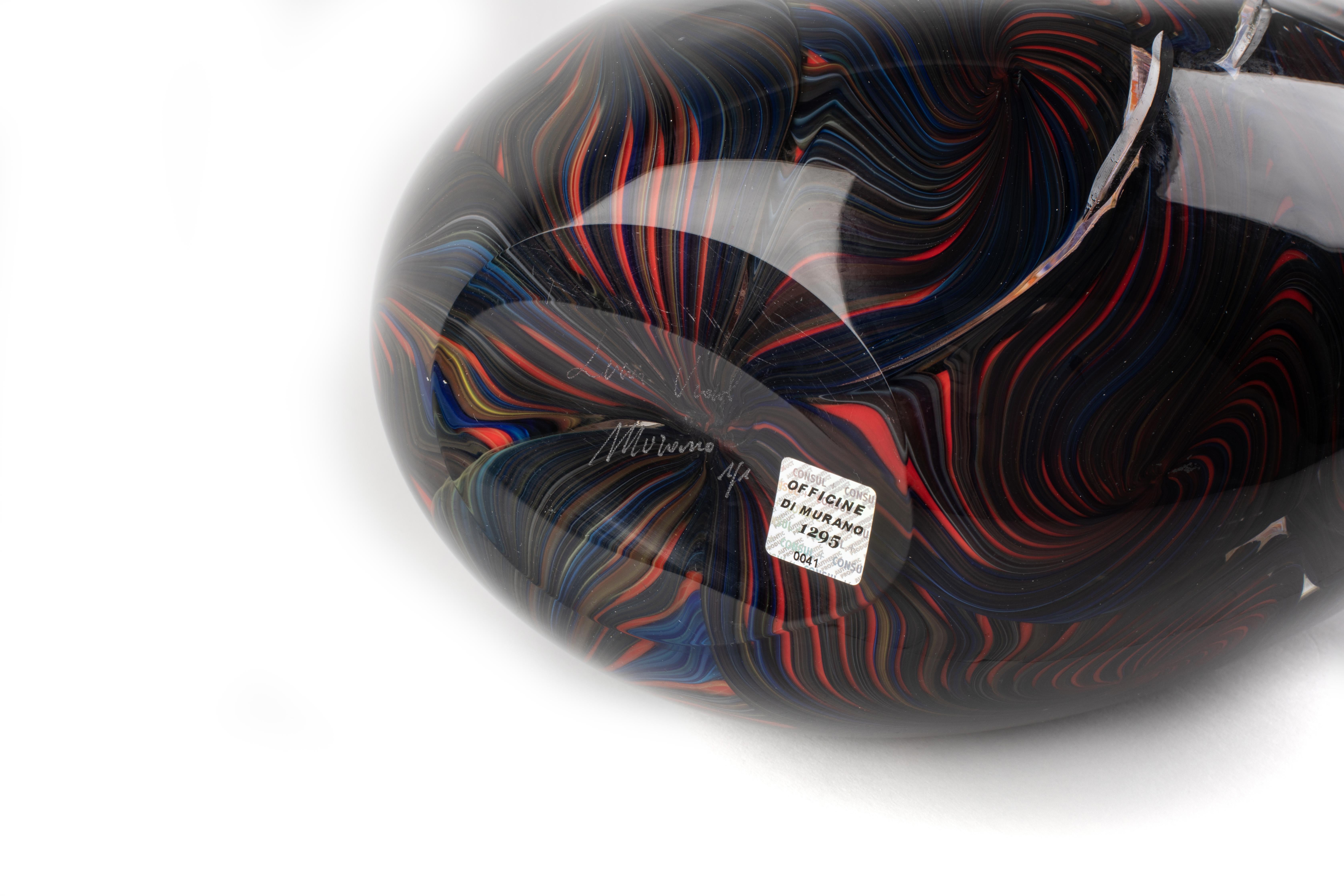 1295 Murano Glass Vase Hand Blown by Luca Vidal Venice 1