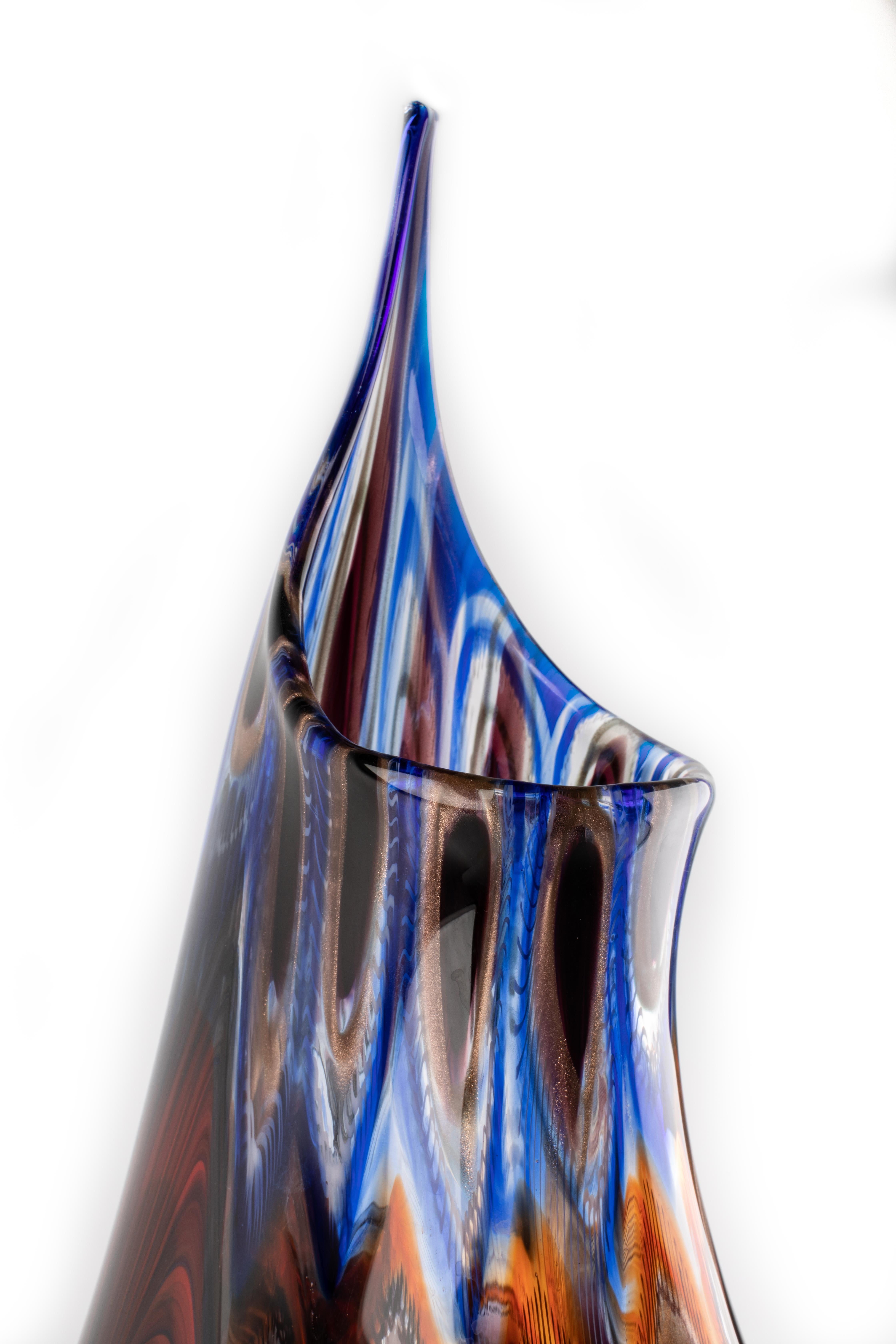 1295 Murano Glass Vase Hand Blown by Luca Vidal Venice 2