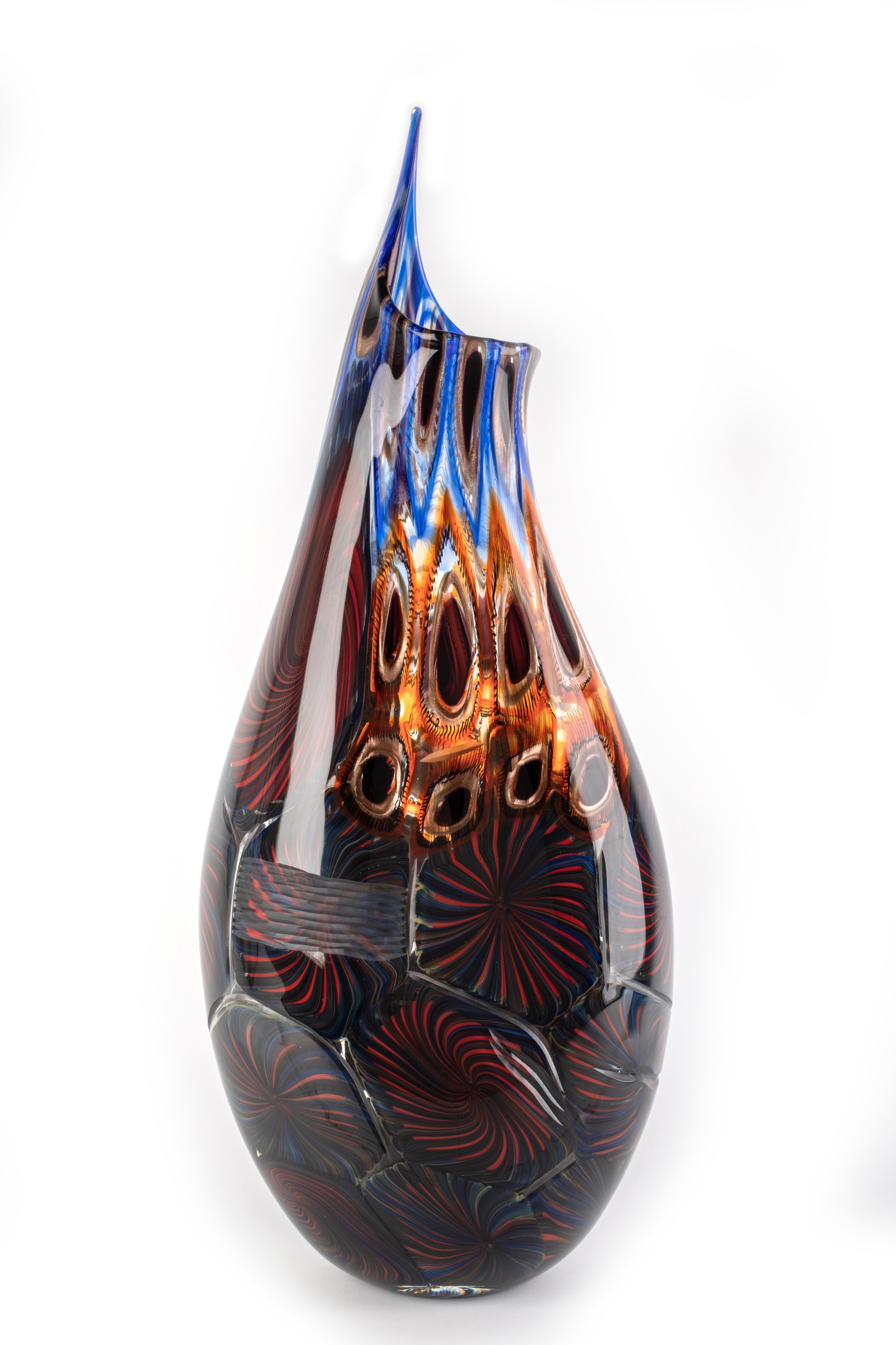 1295 Murano Glass Vase Hand Blown by Luca Vidal Venice 3