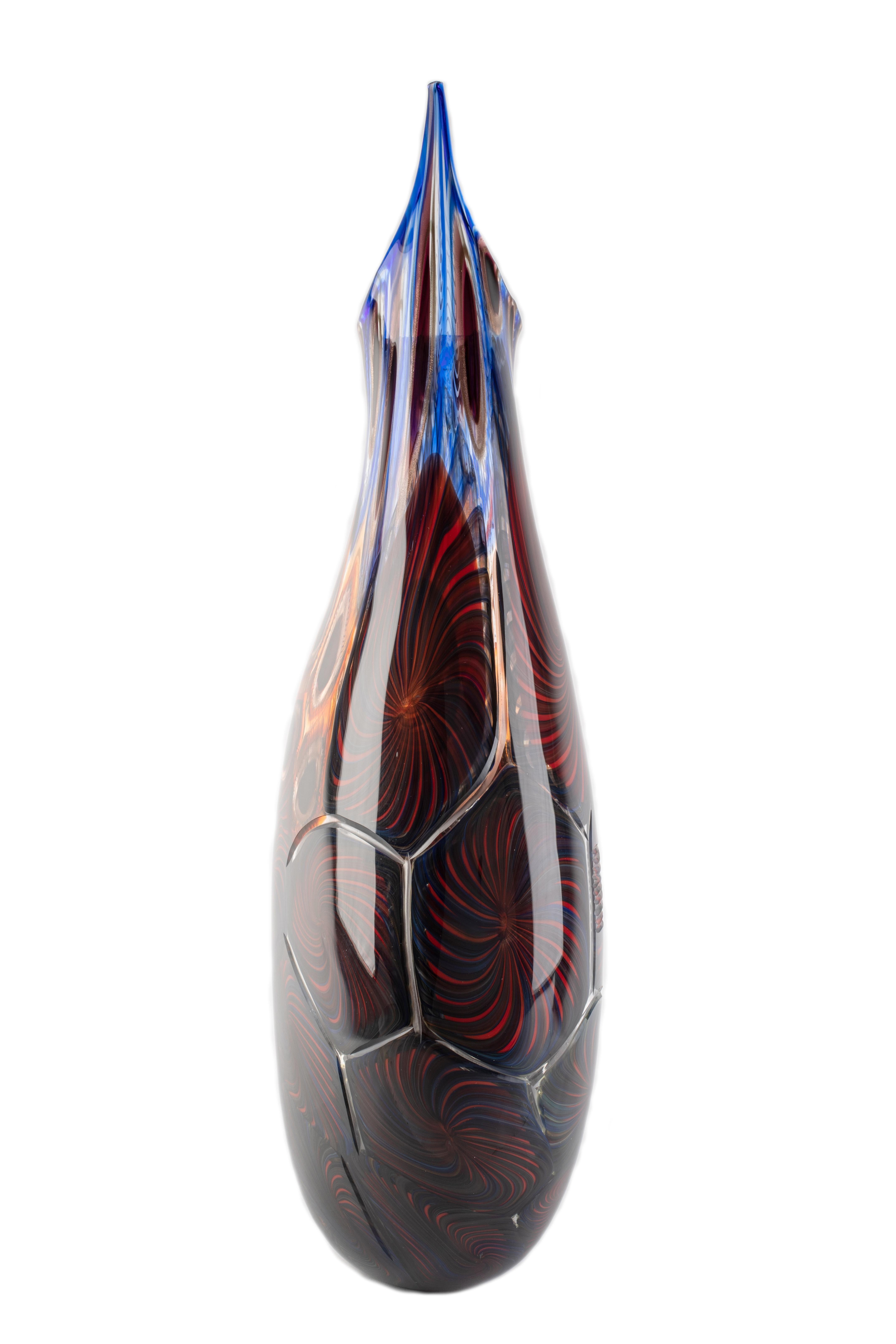 Modern 1295 Murano Glass Vase Hand Blown by Luca Vidal Venice