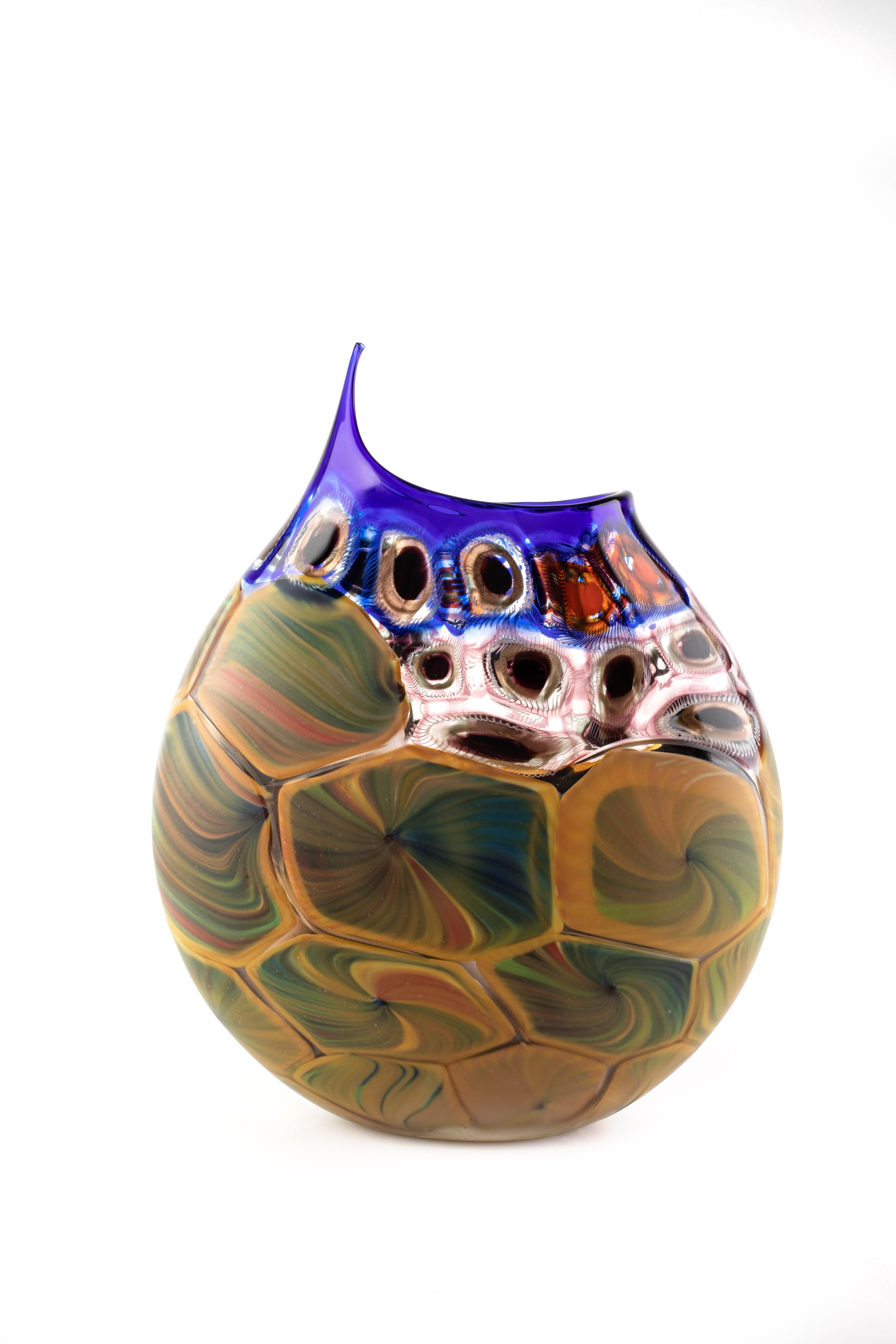 XXIe siècle et contemporain Vase en verre de Murano soufflé à la main par Luca Vidal, Venise, 1295