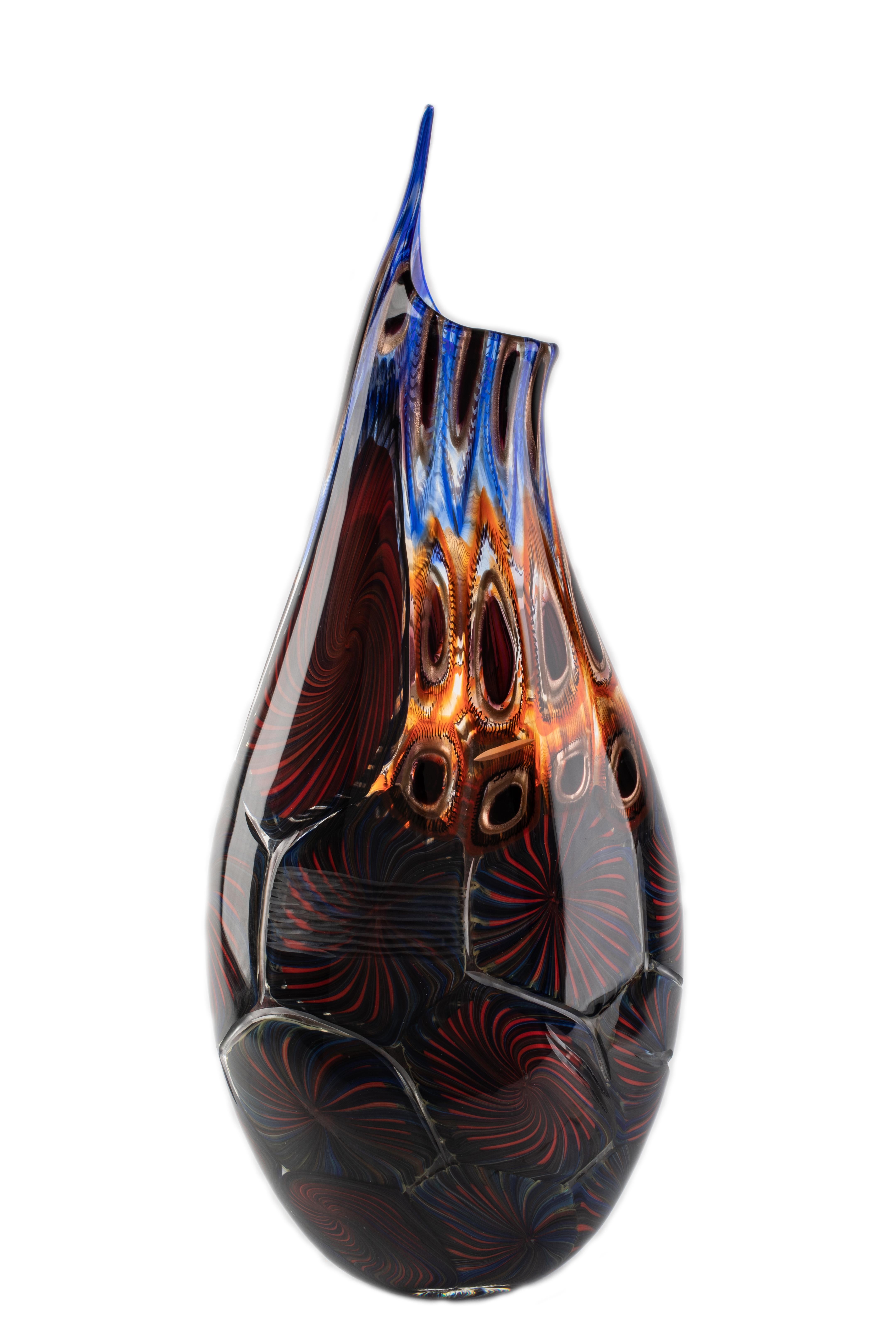 Contemporary 1295 Murano Glass Vase Hand Blown by Luca Vidal Venice