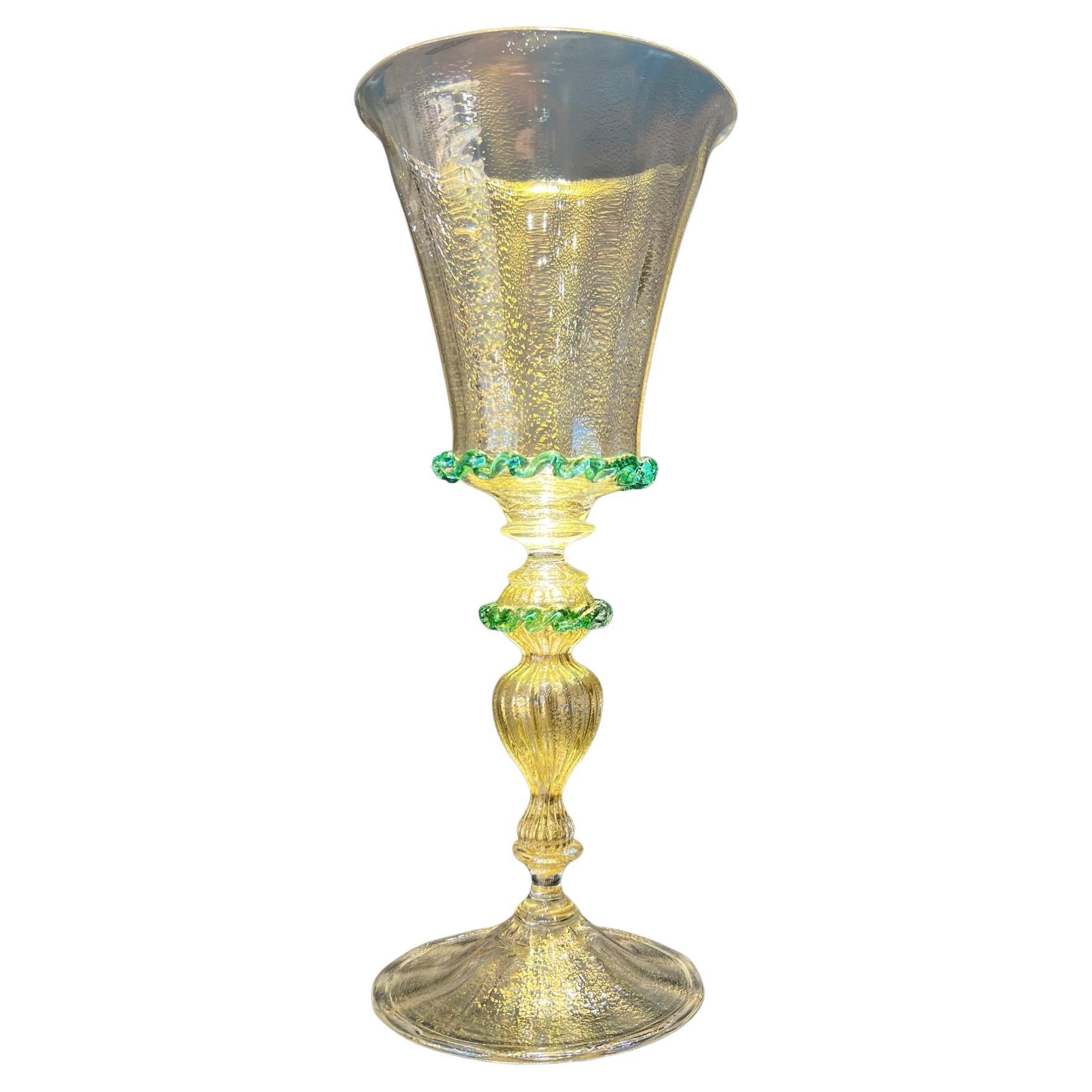 1295 Murano Goblet mundgeblasenes 24kt Blattgold, Herkunftszertifikat