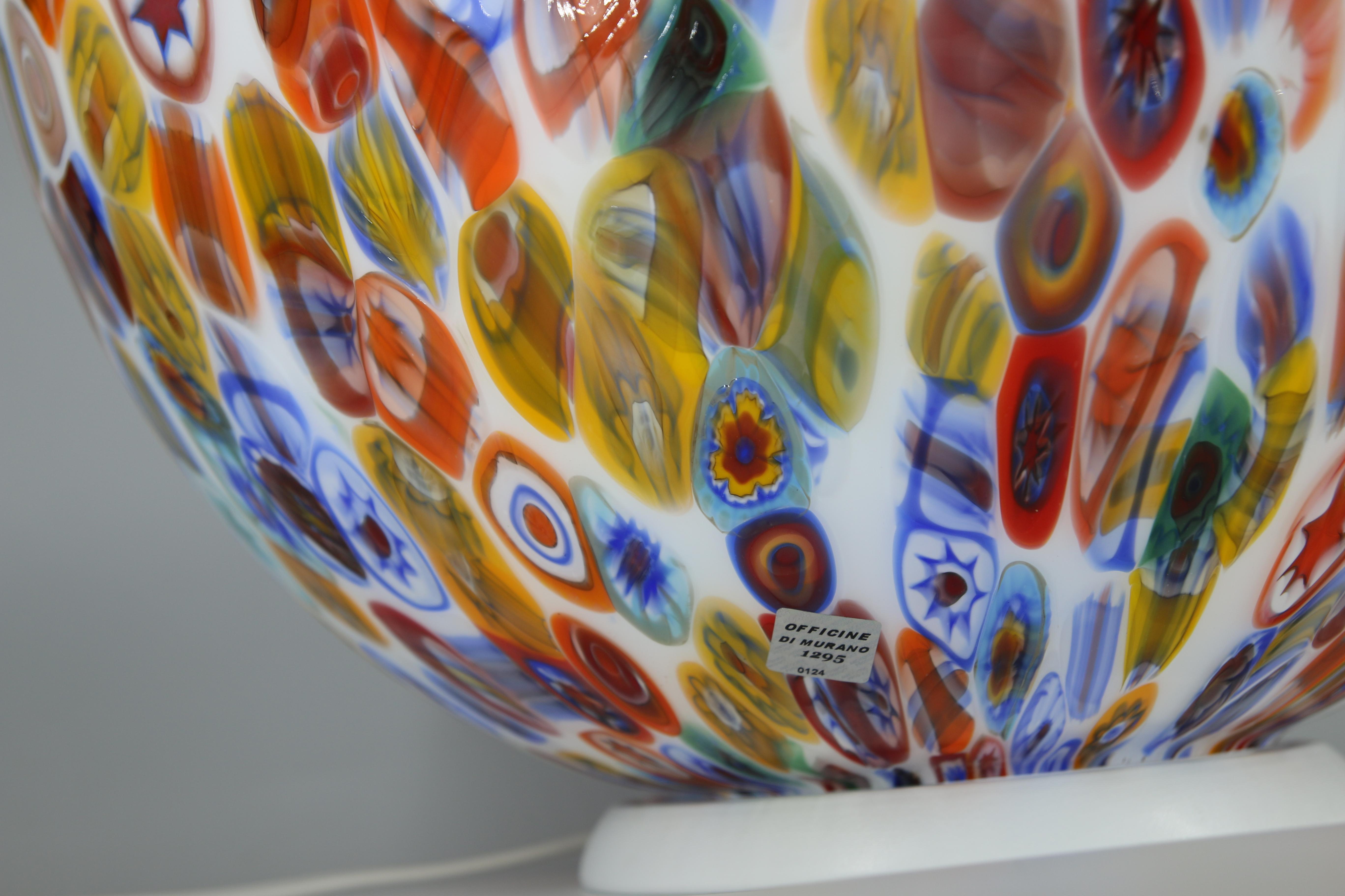 Contemporary 1295 Murano Hand Blown Glass Murrina Grand Table Lamp, Egg shape Millefiori  For Sale