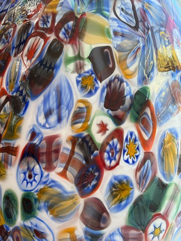 1295 Murano Hand Blown Glass Murrina Grand Table Lamp, Egg shape Millefiori  For Sale 3