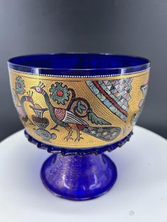 1295 Murano, hand blown Murano glass art vase Barovier Style hand painted Cup