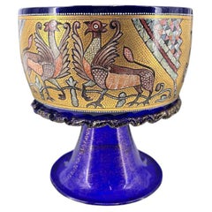 1295 Murano, hand blown Murano glass art vase Barovier Style hand painted Cup