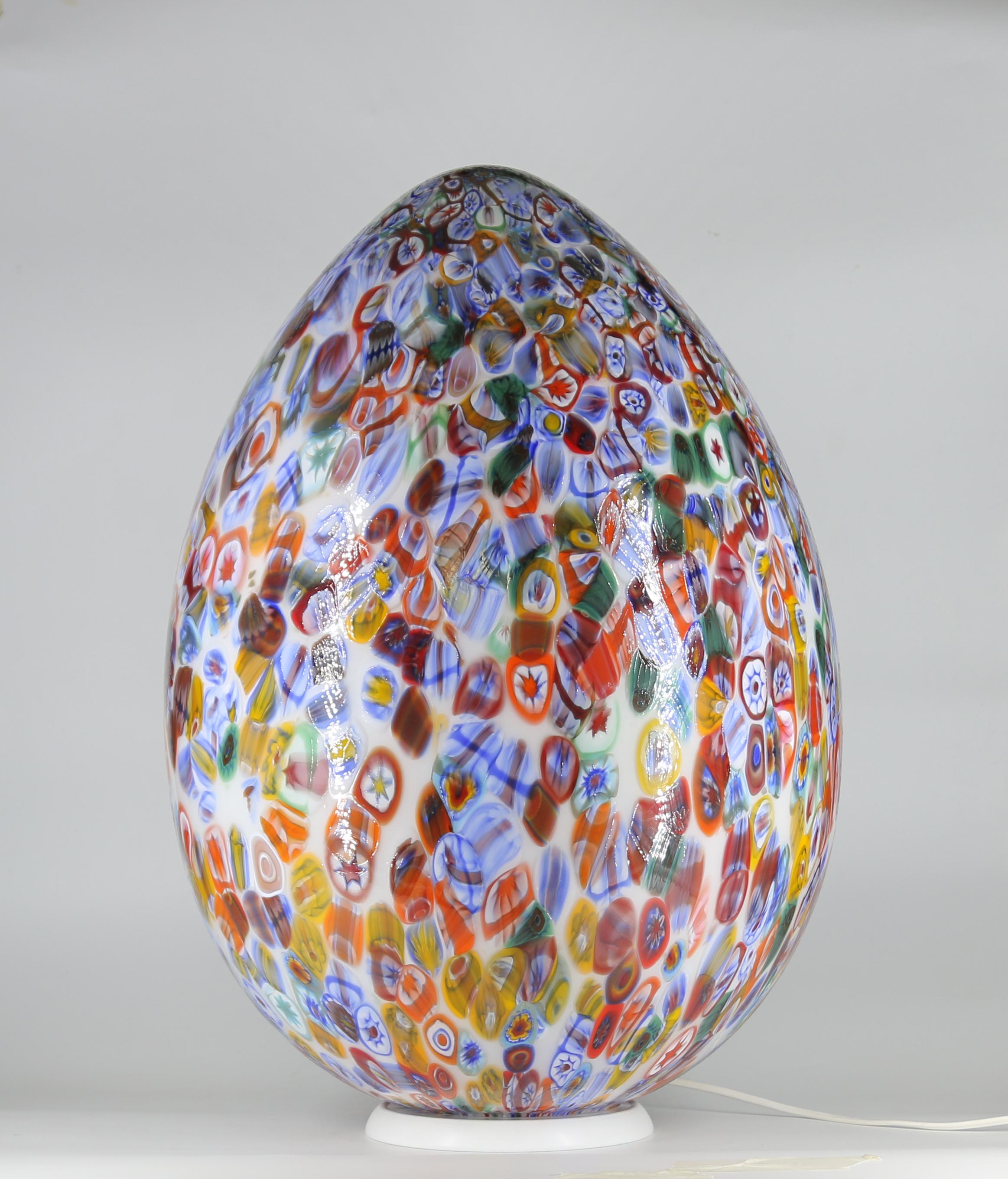 Modern 1295 Murano Hand Blown Murrina Floor Lamp, Egg Lamp, Millefiori Edition