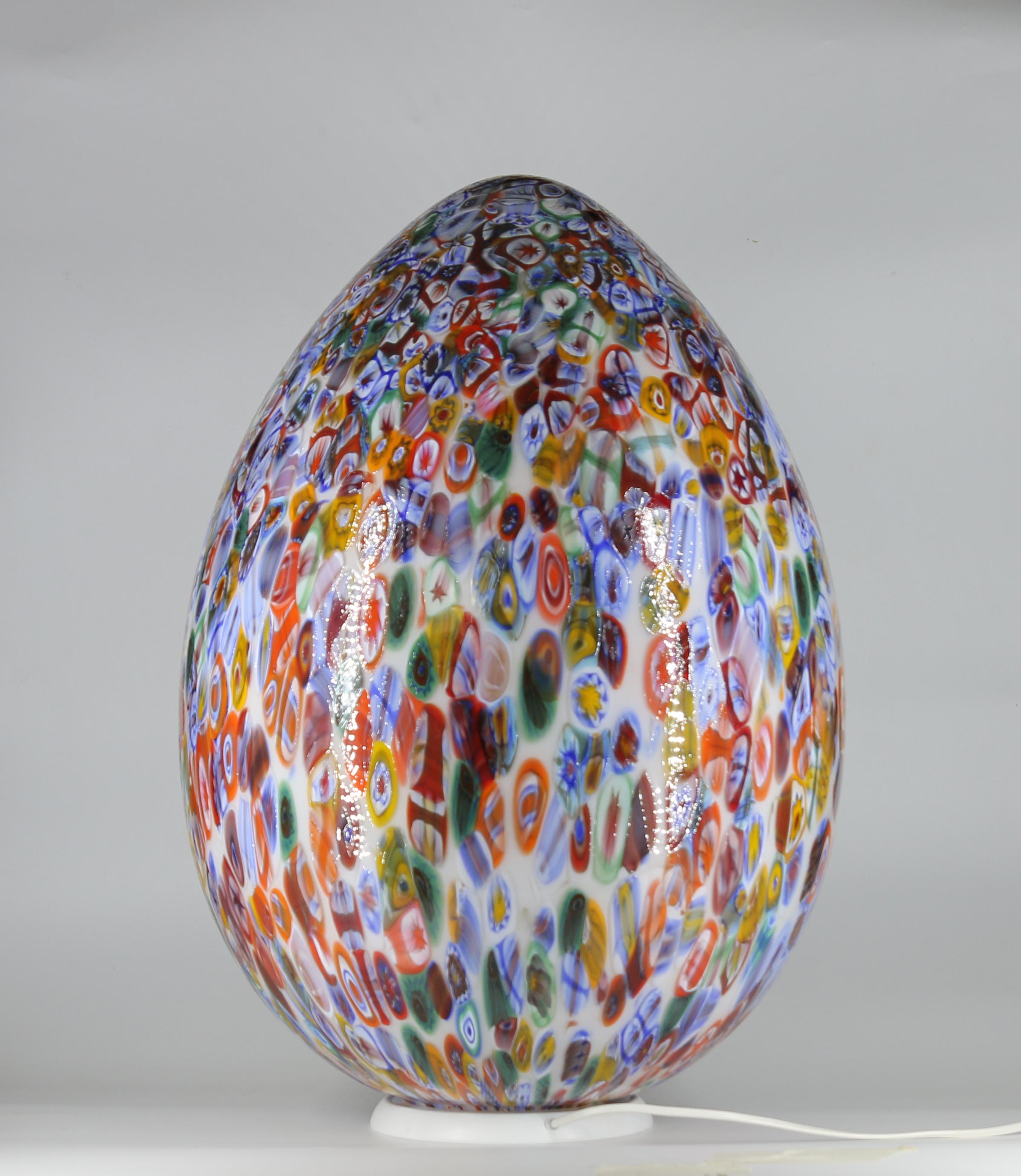 Italian 1295 Murano Hand Blown Murrina Floor Lamp, Egg Lamp, Millefiori Edition