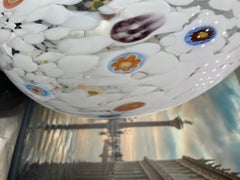 1295 Murano Hand Blown Murrina White Egg Lamp, White Edition