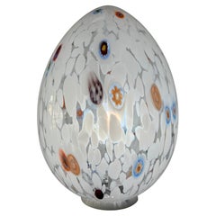 1295, Murano Hand Blown Murrina White Egg Lamp, White Edition