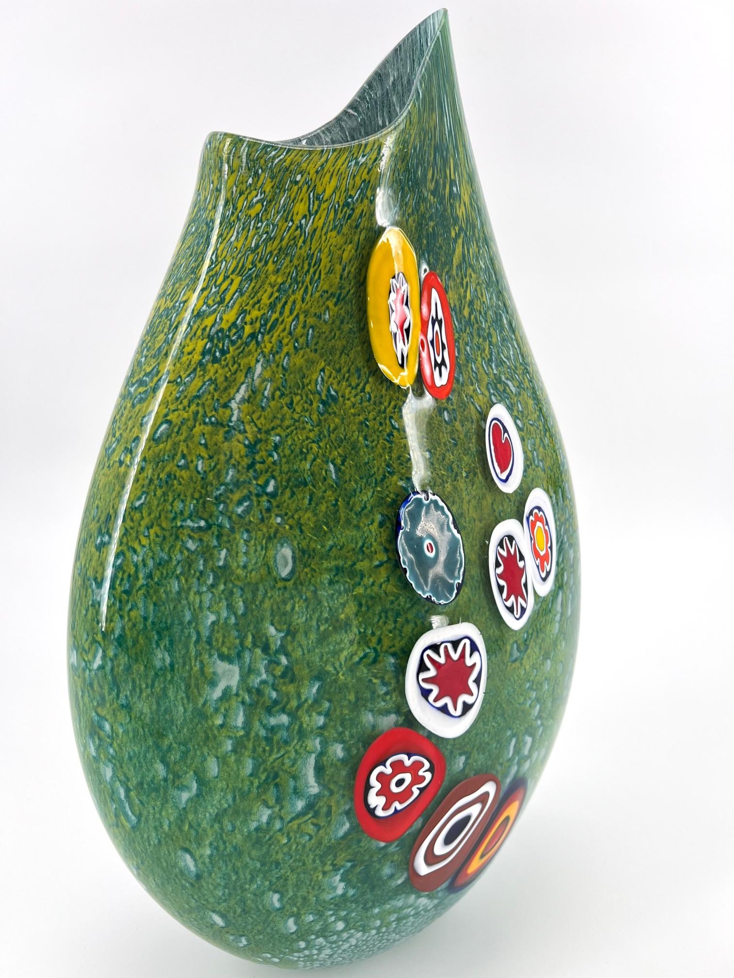 Murano Glas 'Millefiori' – Handgefertigt In Italien, Höhe 16 Cm, Durchmesser 7 Cm