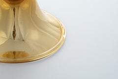 1295 Murano Hand Made Art Glass Amber Gold Mirror Volo Vase 24kt Gold Leaf