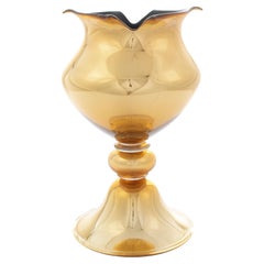 1295 Murano handgefertigte Kunstglas Bernstein Gold Spiegel Volo Vase 24kt Blattgold