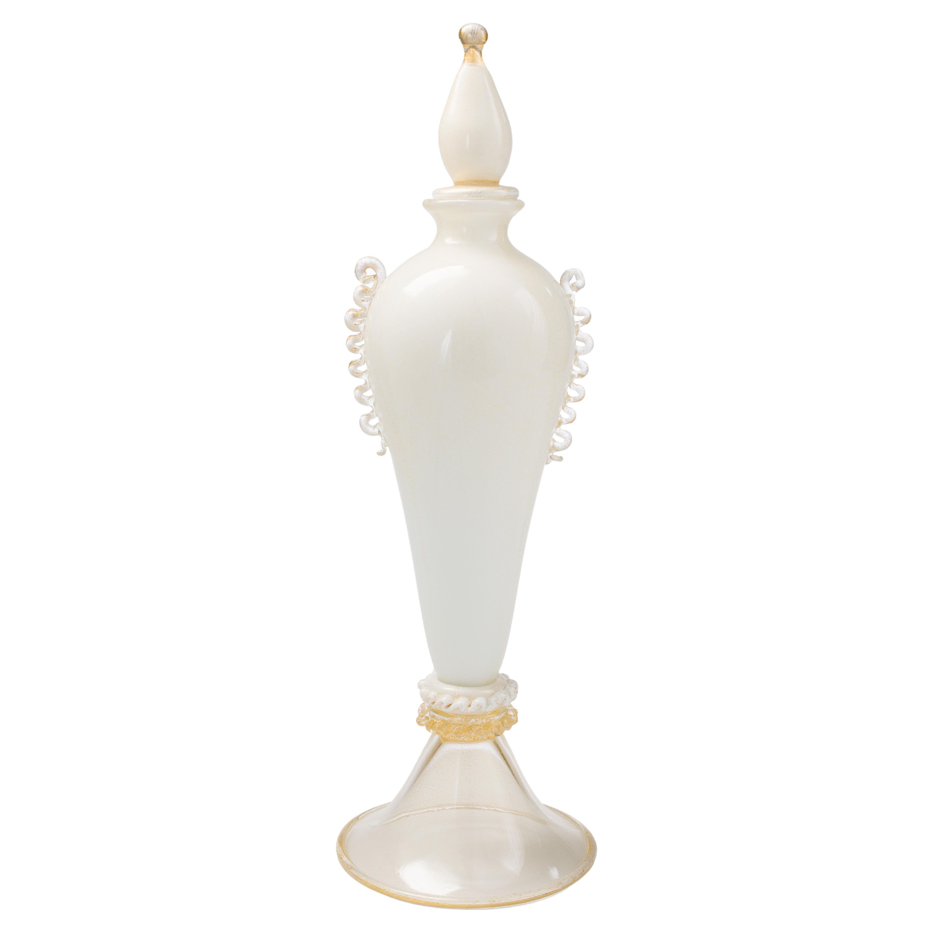 1295 Murano Hand Made Art Glass Lattimo Vase / Bottle For Sale